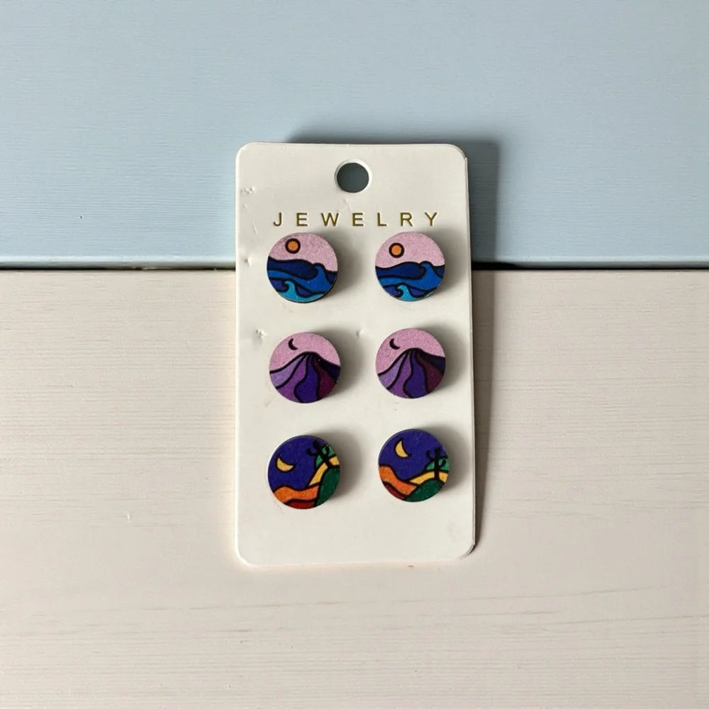 Colorful Abstract Stud Earrings Set